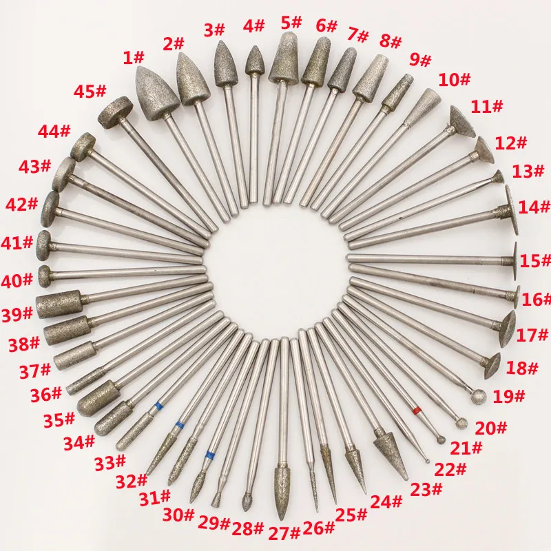 45pcs 2.35mm Dental Diamond Grinding Bur Drill For Dental Diamond Plisher Dental Polishing Burs 2.35mm shank