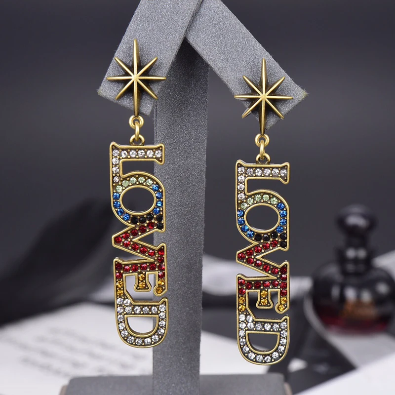 

2021 high quality 1:1 luxury jewelry letters LOVED vintage earring for women retro girls ear stud decoration gift accessories