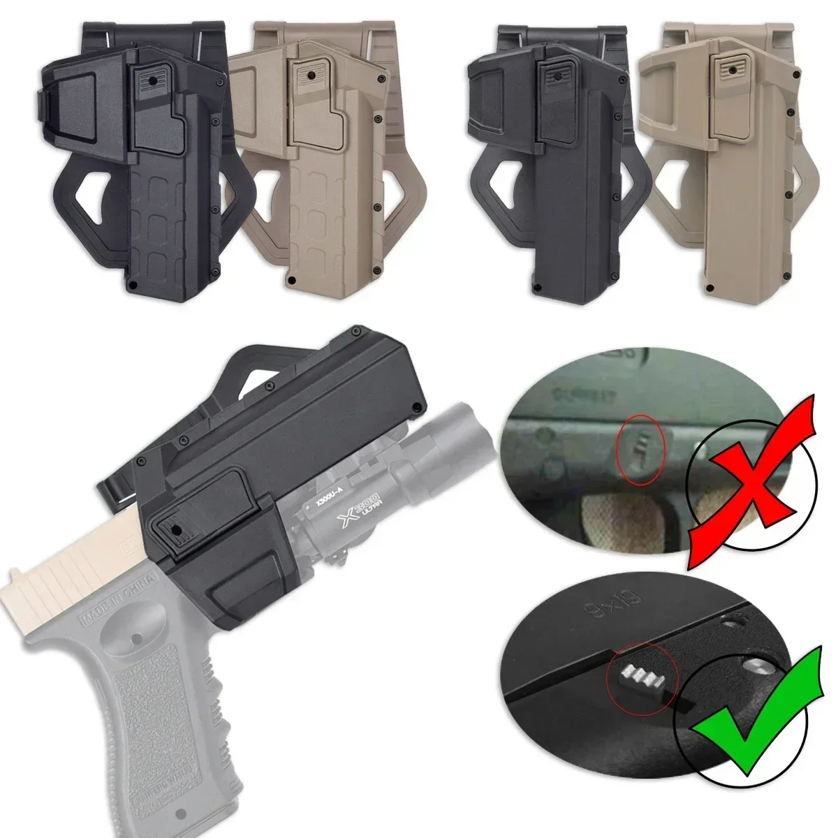 Тактическая Классическая кобура Glock 17 19 подвижная для охоты правой руки подходит