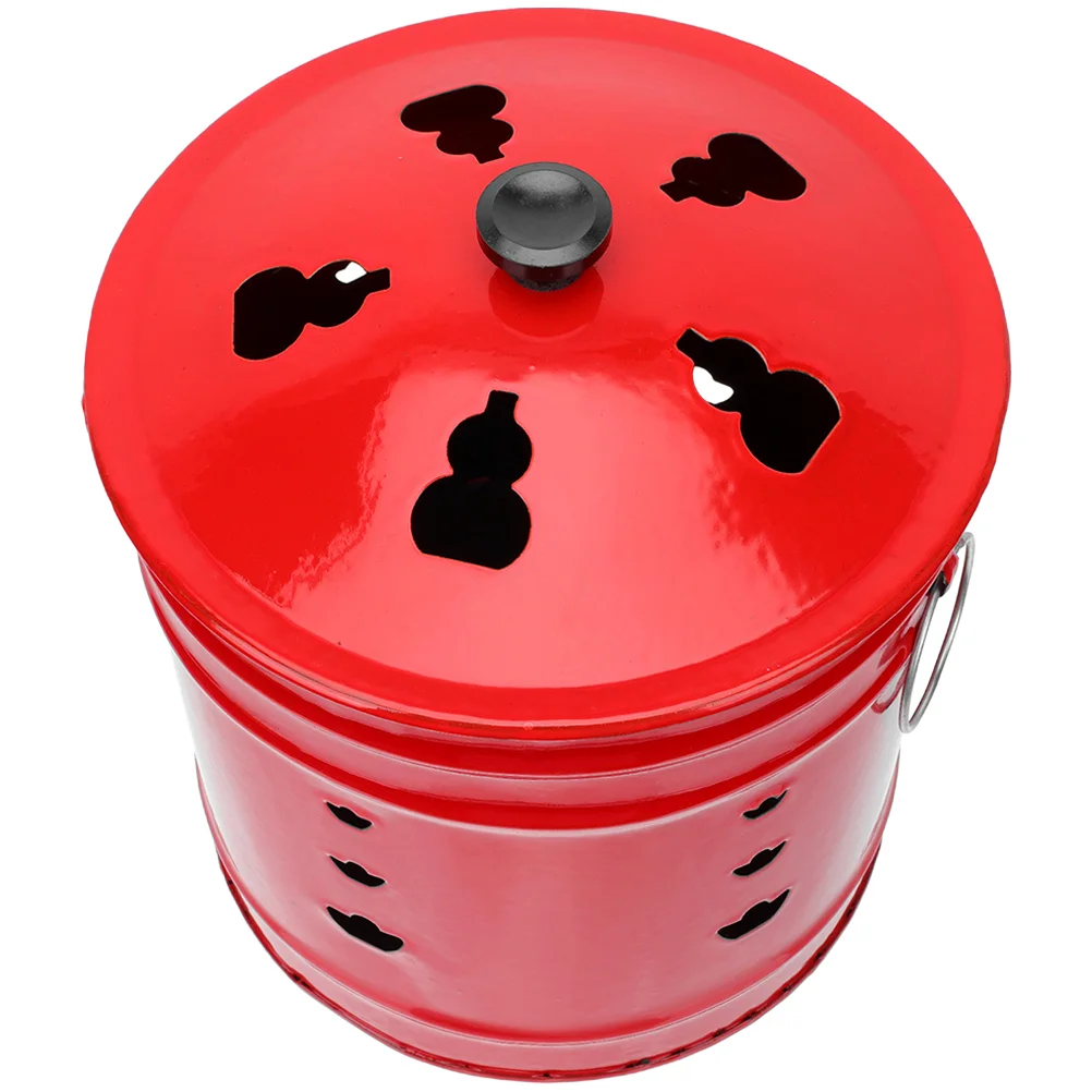 

Burning Gold Bucket Enamel Household Incinerator Can Fire Bin Barrel Sacrifice Worship Home Camping Firepit Brazier For