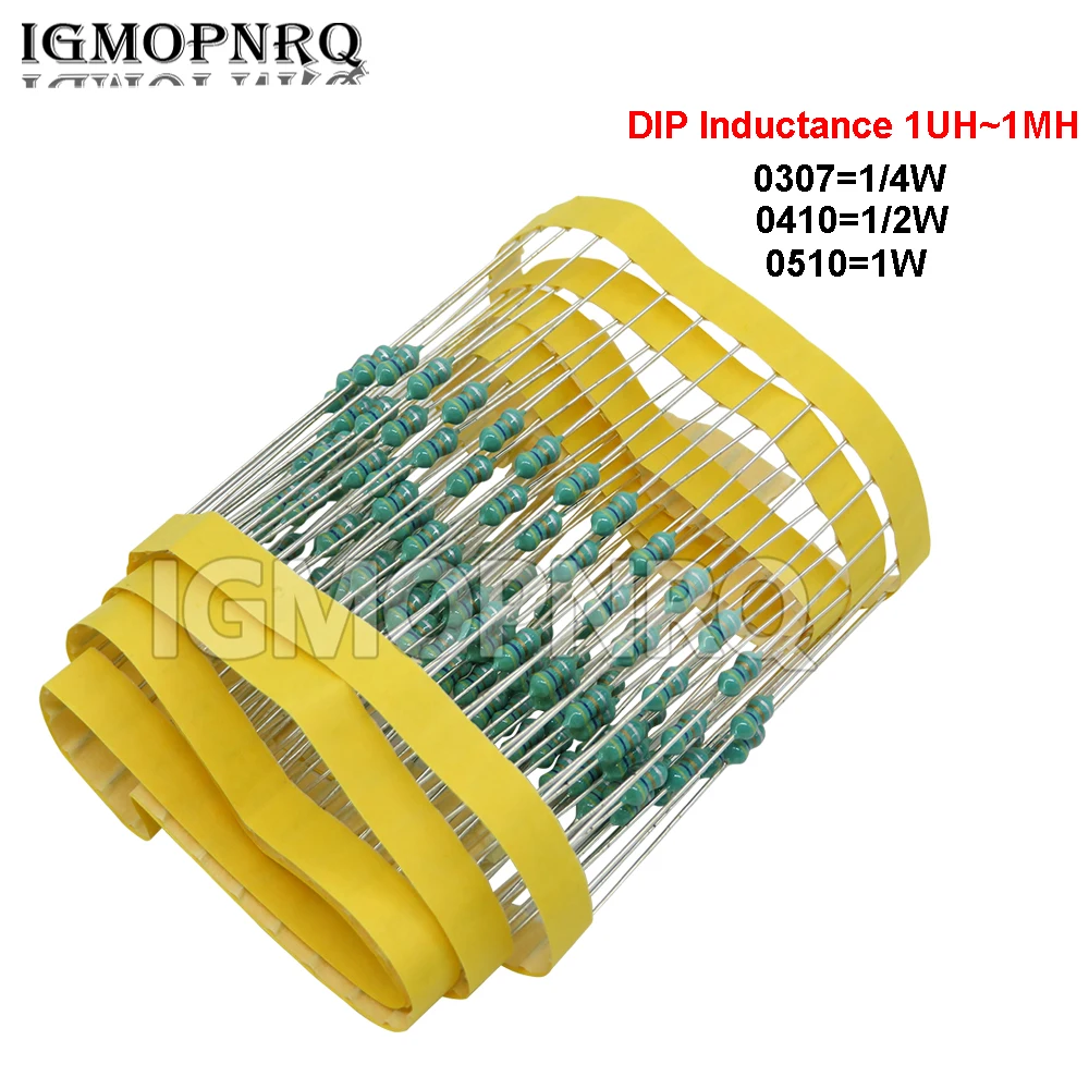 

50PCS 0307 0410 0510 1W 1/2W 1/4W 0.25W 0.1UH~1MH Color Ring Inductors DIP Inductance 2.2 3.3 4.7 5.6 100 220 330 470 uH mH new
