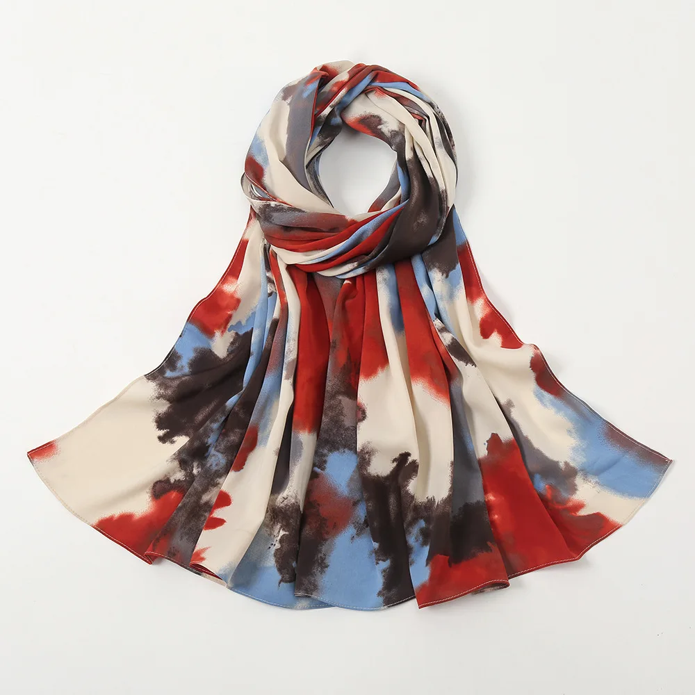 

New Printed Satin Chiffon Hijabs for Woman Premium Tie Dye Turbans for Women Scarf Shawls for Veils Turban Hijab for Women