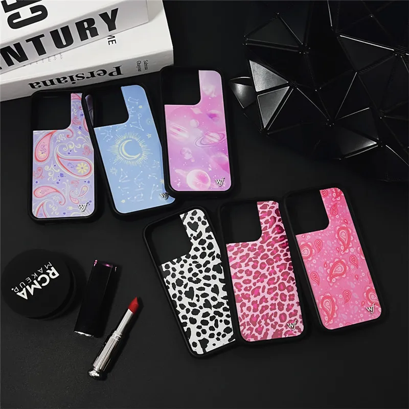 США WF дикий цветок дикая девушка чехол для телефона iPhone 12 13 14 15 16 Pro Max Plus Леопард