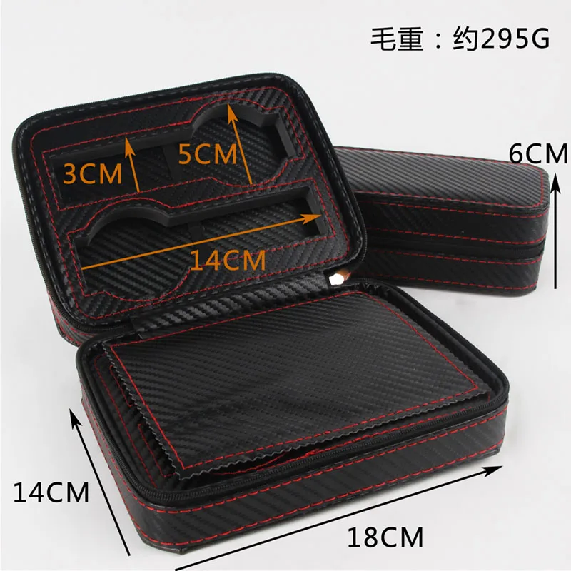 2/4/8 Slots High Qualit Leather Watch Box Zipper Easy Carry Carbon Fiber Watch Display Jewelry Box
