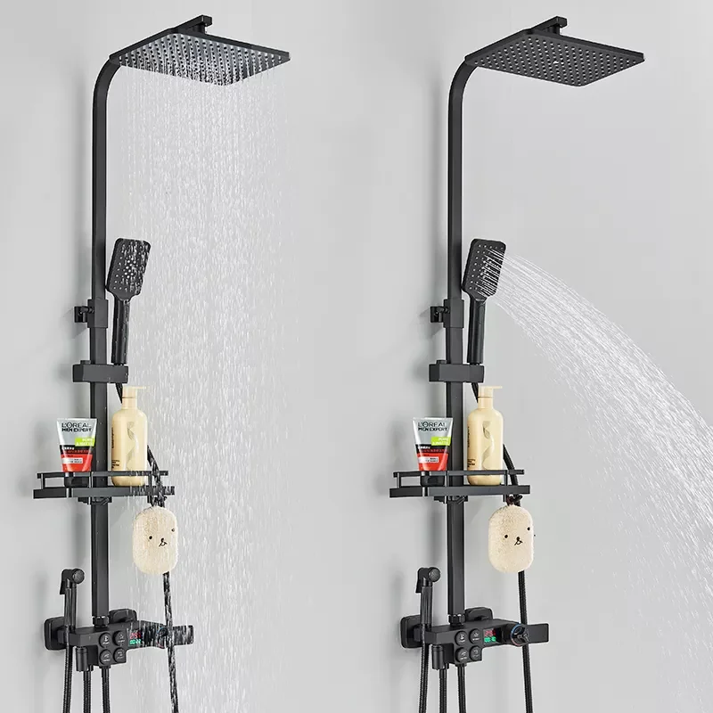

Black Display Thermostatic Shower Faucets Rainfall Bathtub Tap Digital Display Thermostatic Bathtub Shower Faucet Bidet Faucet