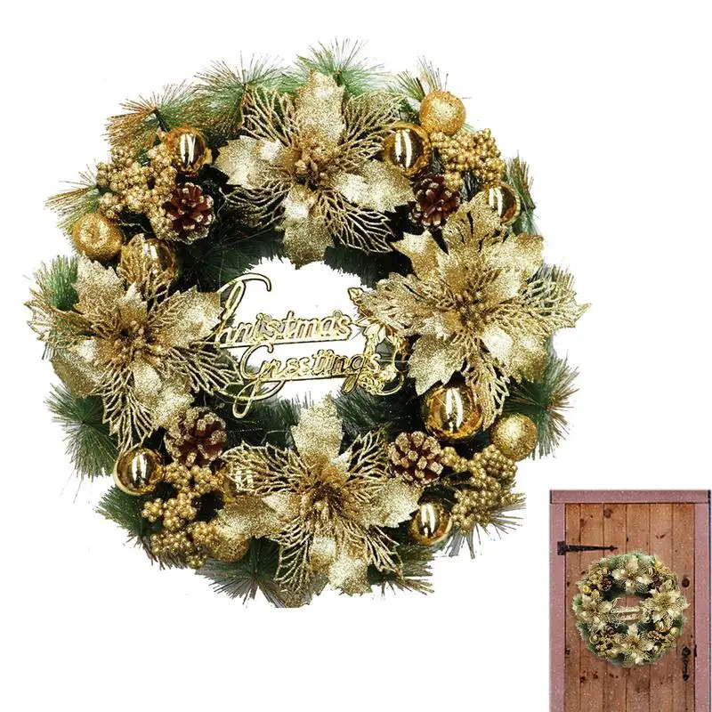 

Christmas Door Wreath Christmas Door Wreath With Pine Cones Berries And Red Leaf Flowers Rustic PreLit Artificial Christmas