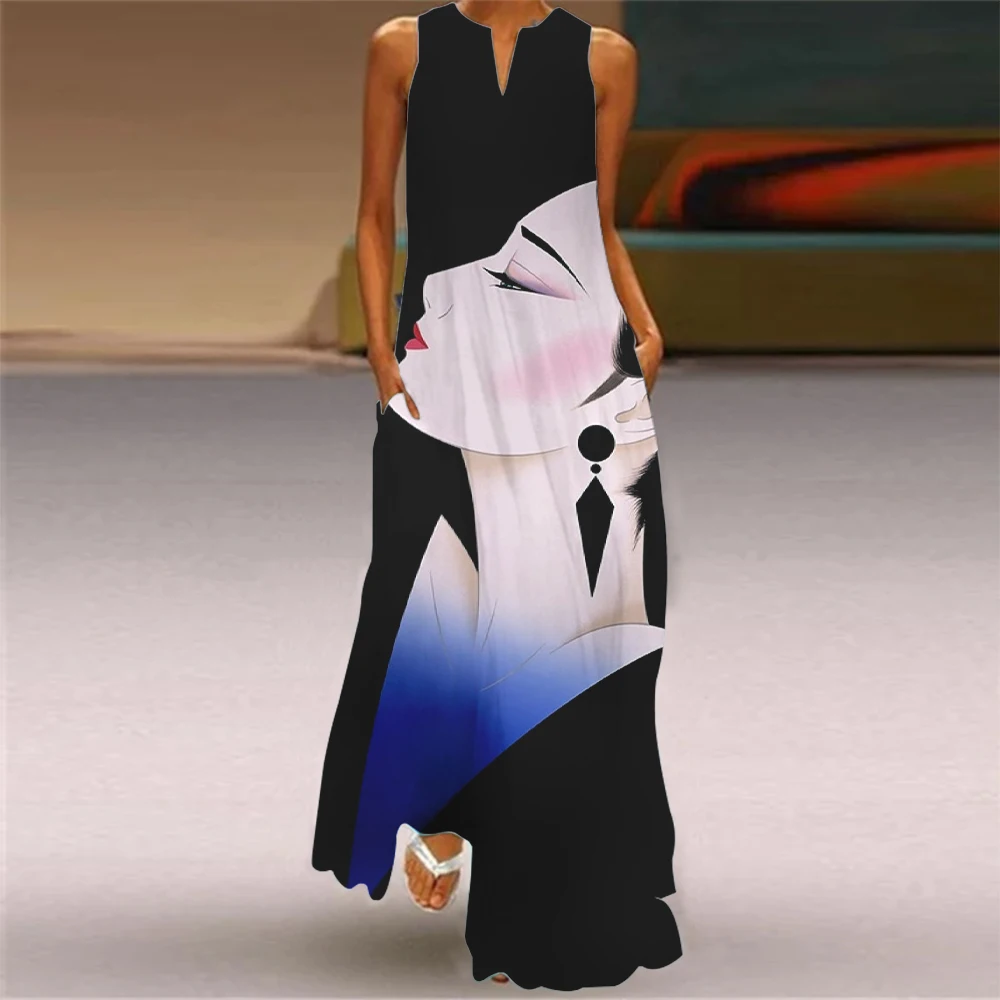 Элегантные женские сверхдлинные платья красивое цельное платье без рукавов с 3d