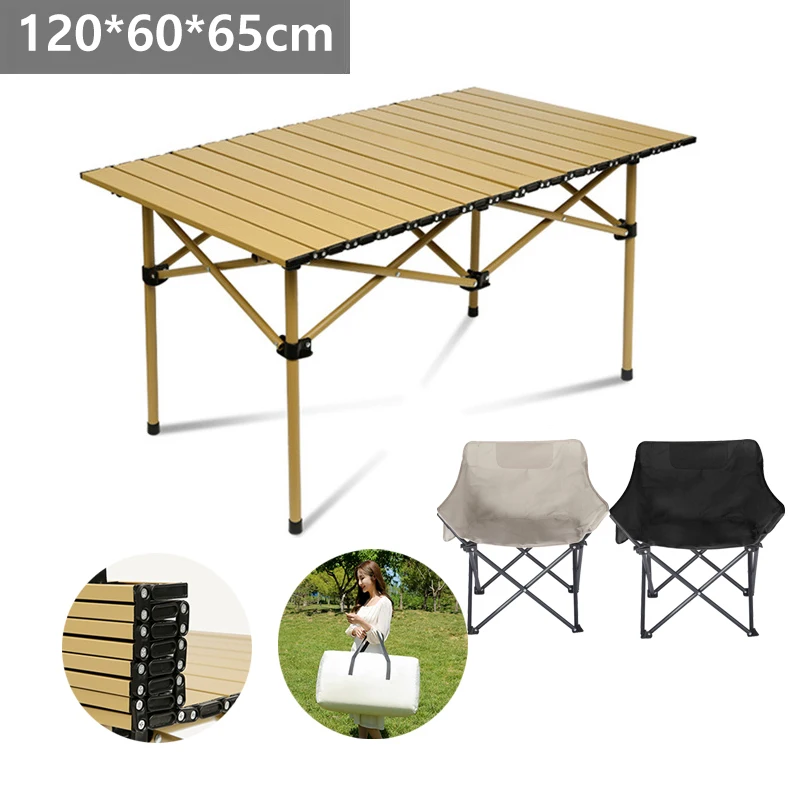 

Portable Outdoors Folding Tables Chairs Camping Table Barbecue Picnic Table Chair Chicken Rolls Folding Table Self-Driving Tour