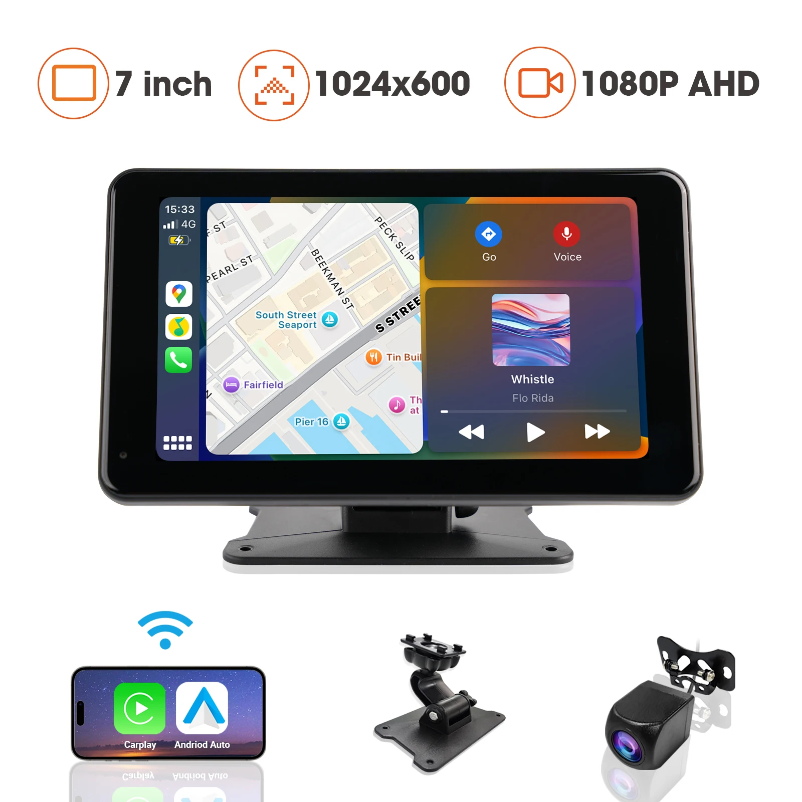 

7-дюймовый универсальный автомобильный радиоприемник, мультимедийный видеоплеер, GPS-навигация, беспроводной Carplay, Android, Wi-Fi, BT FM, портативная автомобильная стереосистема