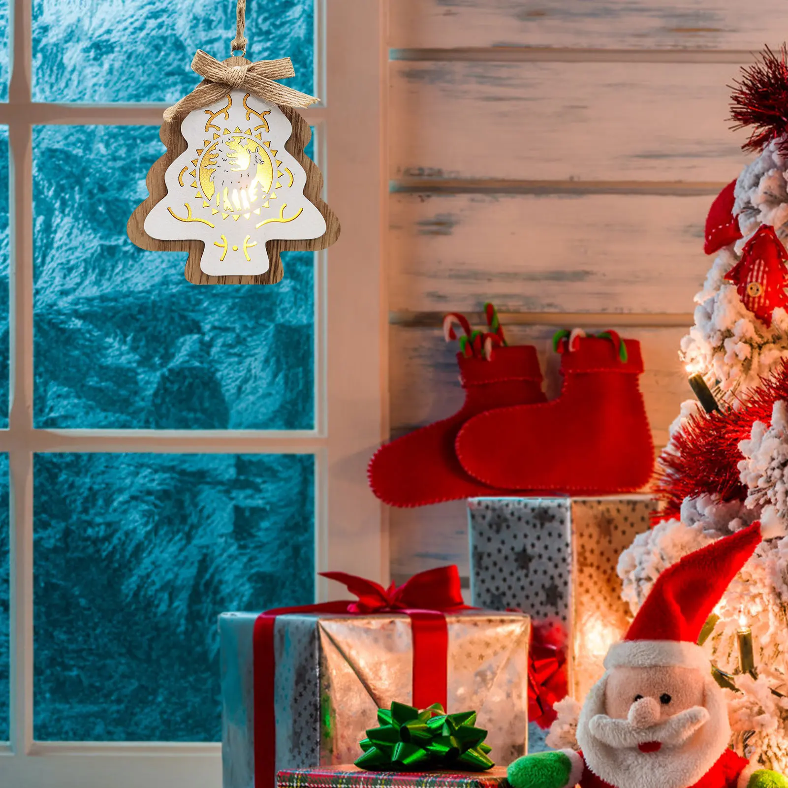 

Украшения для рождественской елки со светодиодный светильник кой, Рождественская елка, звезда, любовь, сердце, светильник для нового года, рождественские украшения