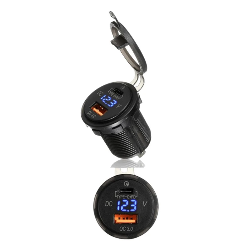 Автомобильное зарядное устройство 12В USB Type-C и QC3.0 с портом USB для автомобиля, лодки, катера - DT30 (art.: 3920dc6e6fce4) - 3920dc6e6fce4
