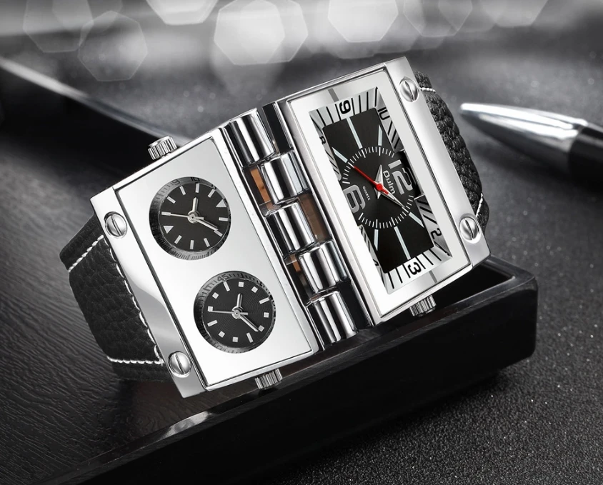 Мужские часы с большим циферблатом модные многозонный дизайн несколькими