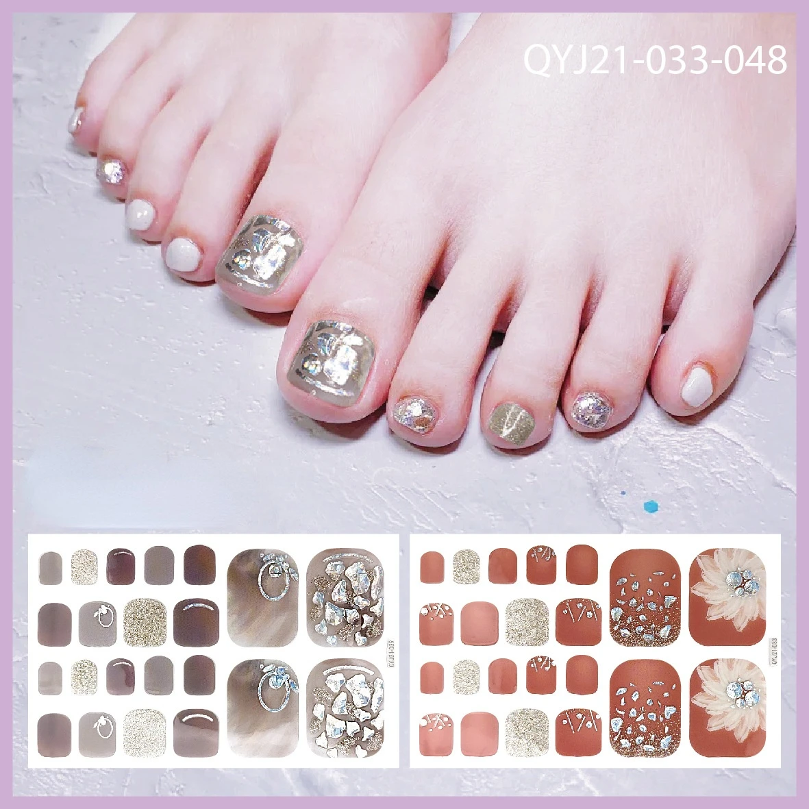 

22 New Nail Stickers Korea Bronzing Laser Broken Drill Toenail Stickers DIY Girl Nail Decoration Nail Toys