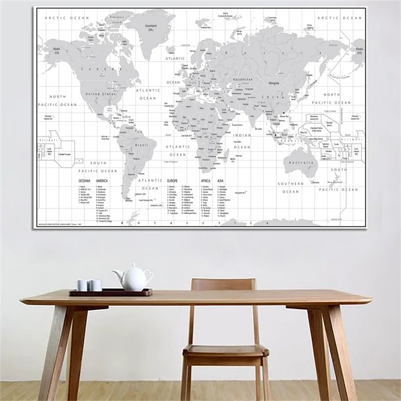 

84*59cm Retro World Map Decorative Poster Unframed Canvas Painting Wall Art Print for Classroom School Supplies Home Decor