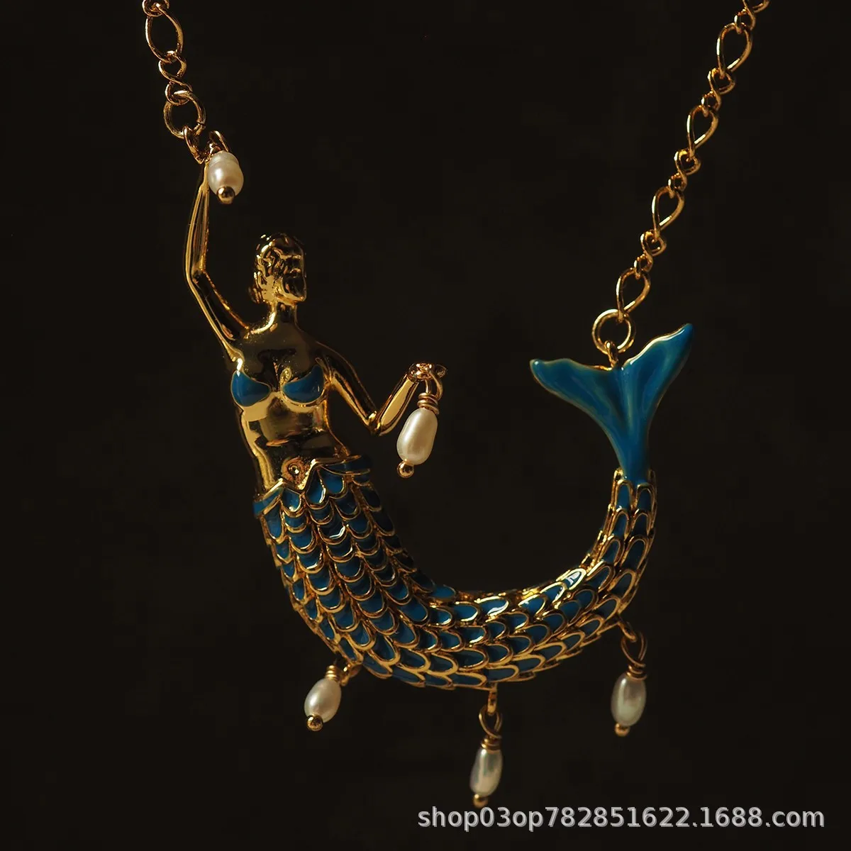 

Mermaid natural pearl necklace vintage medieval personality antique jewelry