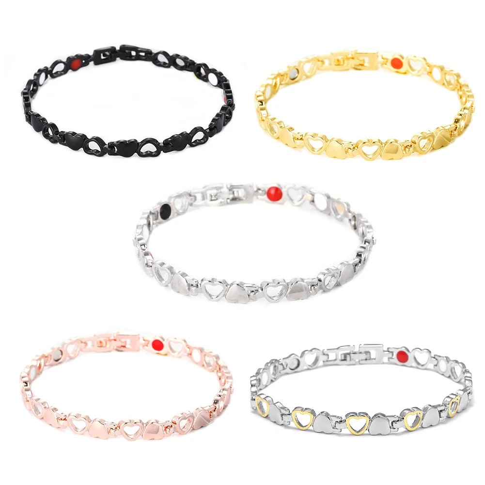 

Heart Cutout Bracelet Weight Loss Natural Energy Magnets Health Care Unisex Jewelry Fashion Sleep Aid Bracelet Massage Tools