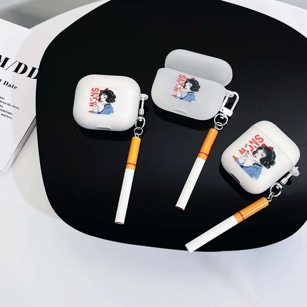 

Smoke Girl Case For airpods 1 2 3 Pro 2 ear phone charge airpod Soft Matte TPU Pendant air pod Cover Holder