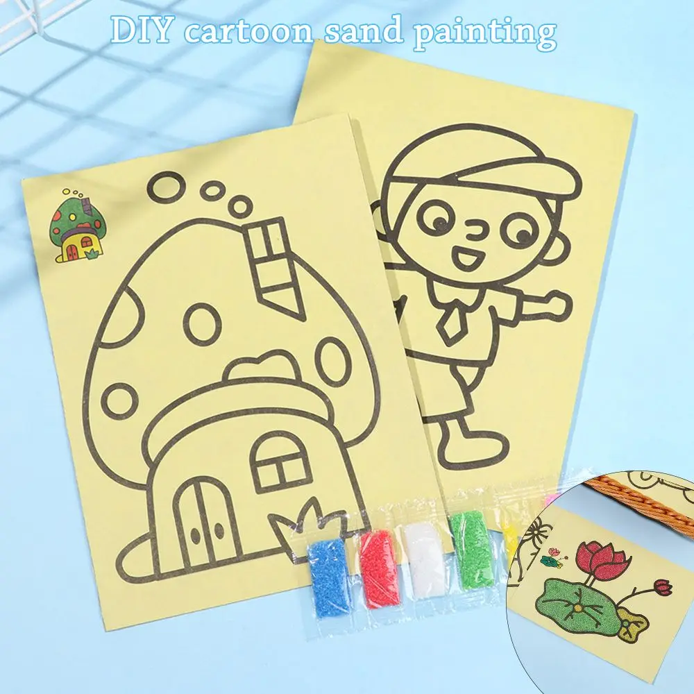 

10 шт. обучающая игрушка мультяшный узор DIY Различные стили живопись игрушки цветной песок Рисование песок