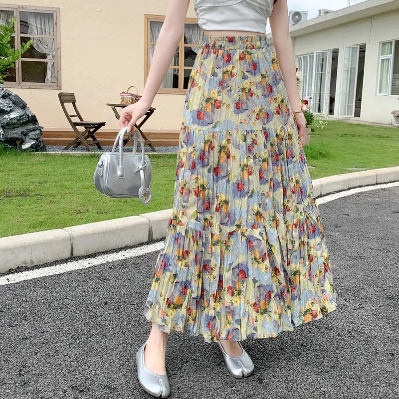 2024 новинка весны и лета женская тонкая длинная юбка с высокой талией высокое