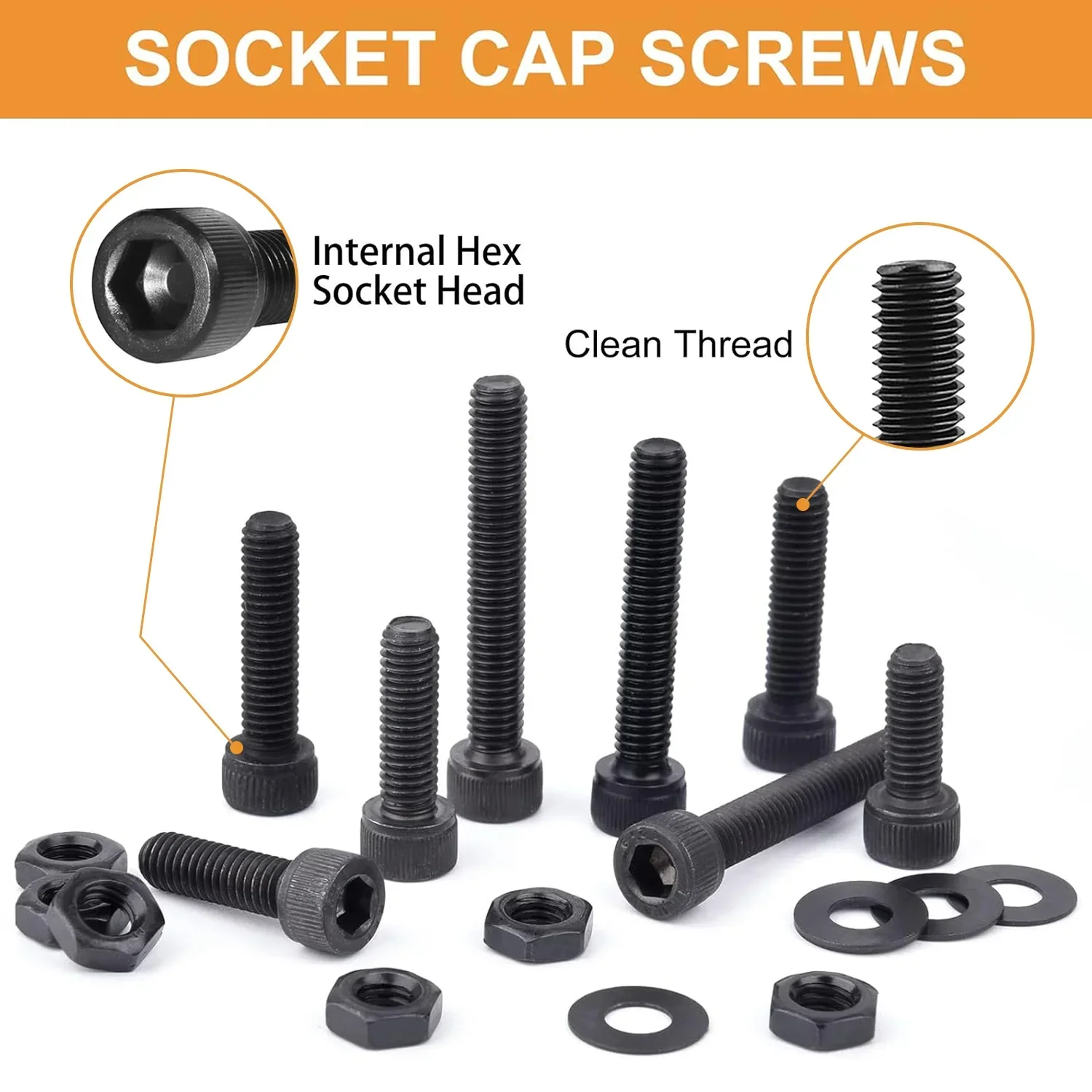 420 шт. винт с шестигранной головкой M2 5x4/6/8/10/12/16/20 мм шайба набор гаек шестигранный