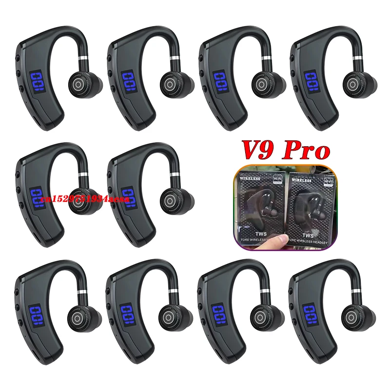 

10Pcs V9 Pro Business Wireless Headphones Bluetooth Earphone 5.2 Ear Hook Headset Drive Call Sports Earbuds With HD Microphone