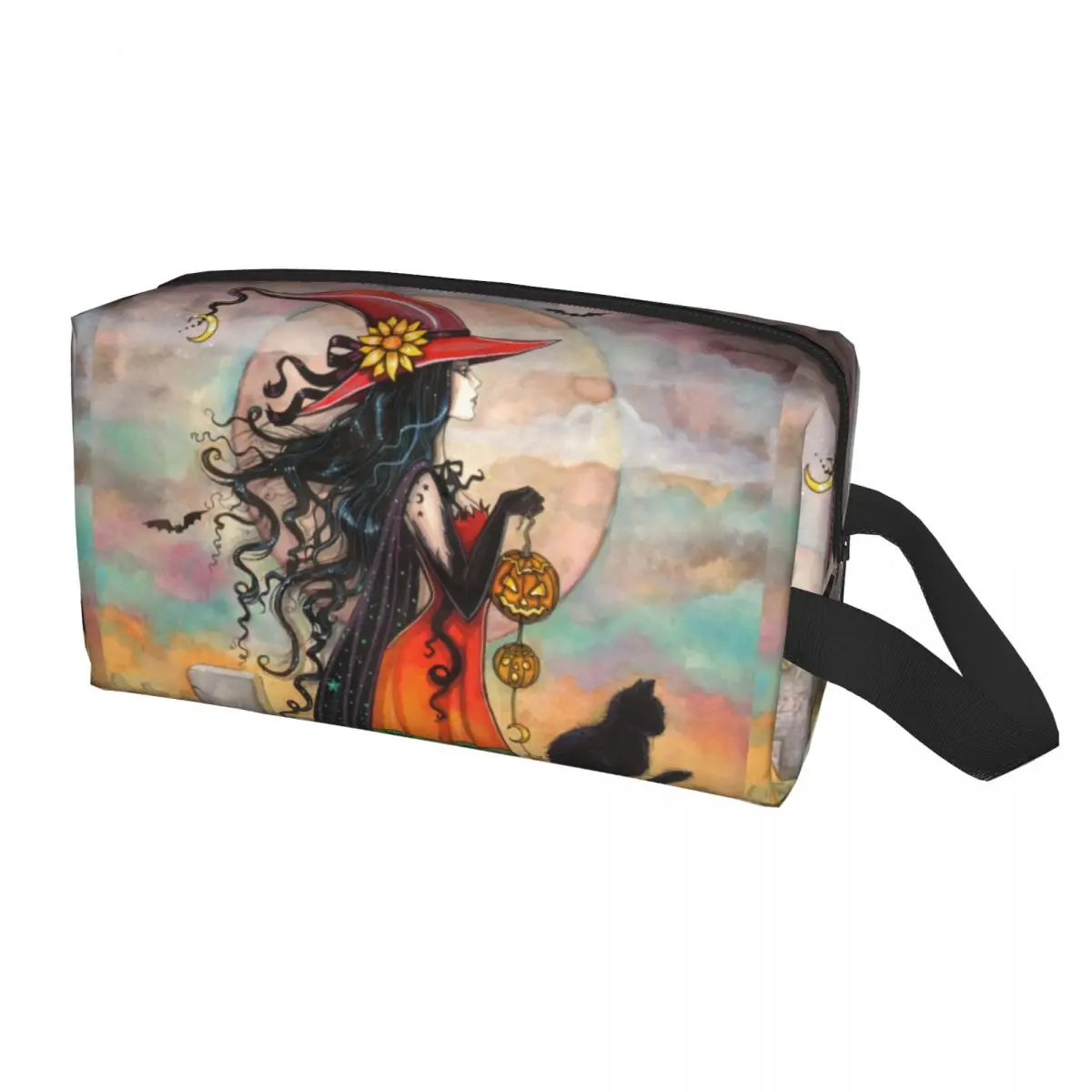

Дорожная сумка для туалетных принадлежностей с ведьмой и черной кошкой