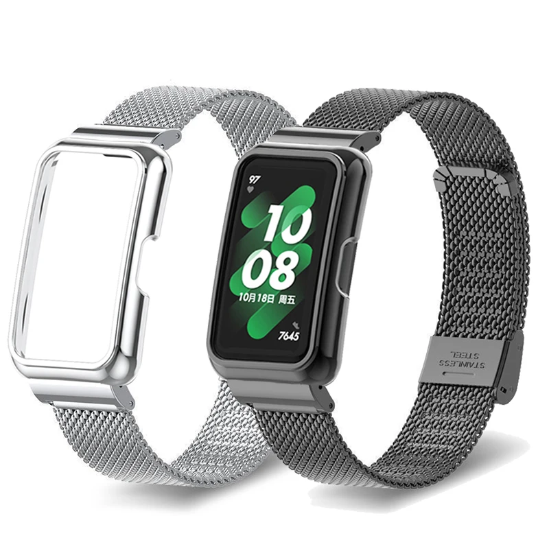 

Metal Strap For Huawei Band 7 Smart Watch Accessories Bracelets Case Protector For Huawei Band 7 6 6 Pro Wrist Band Cover frame