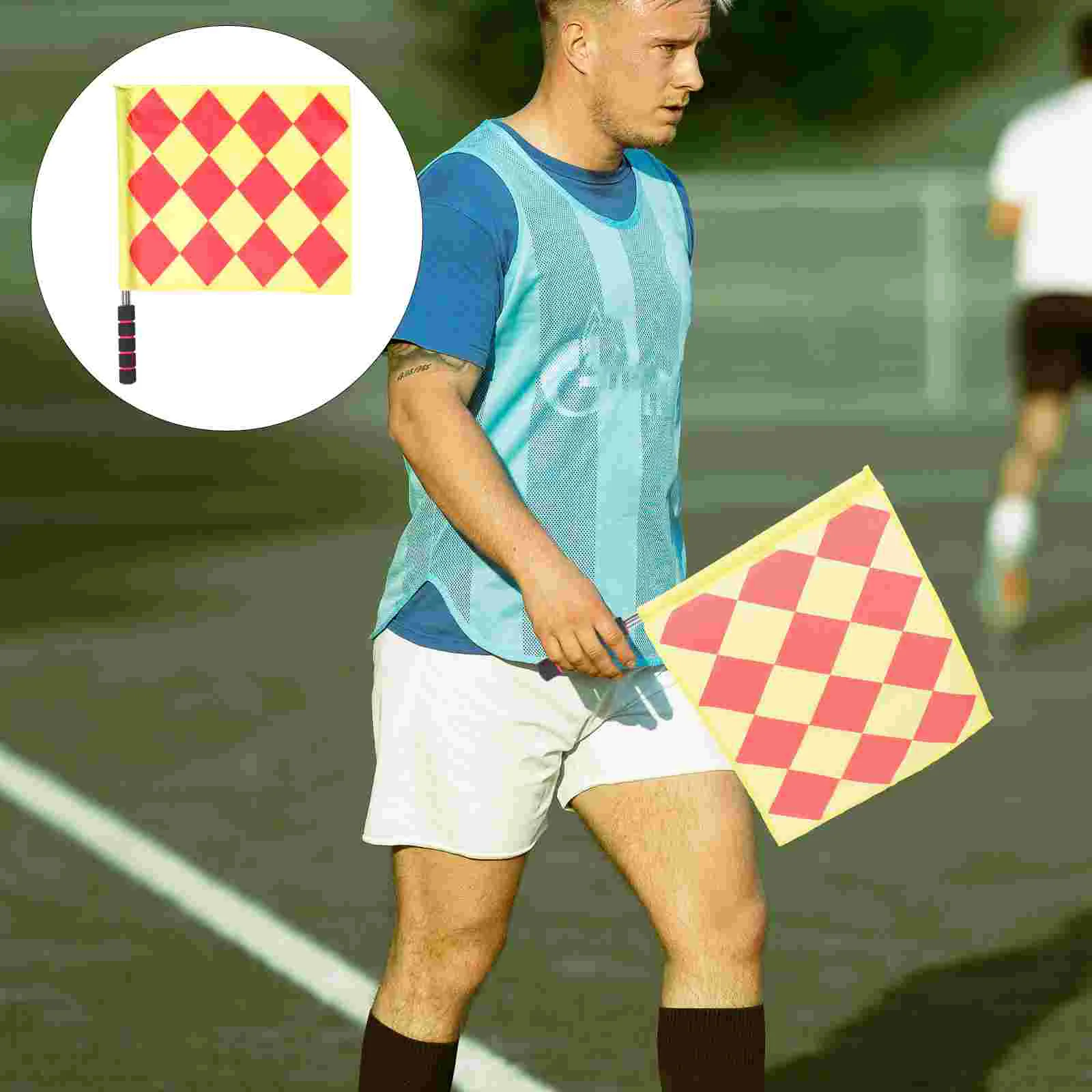 

2 Pcs Flag Football Referee Orange Soccer Sponge Handle Metal Signal Flags
