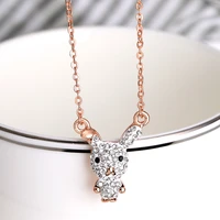 rose gold chain necklace fashion small white rabbit pendant necklace titanium stainless steel inlaid zircon trendy women jewelry