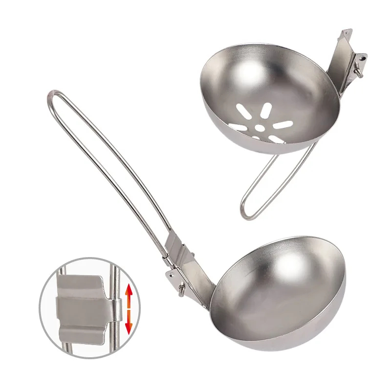 

Folding Ladle Slotted Spoon Spatula Stainless Steel Cookware Colander Spoon Kitchen Outdoor Cooking Utensils Travel Baking Tools