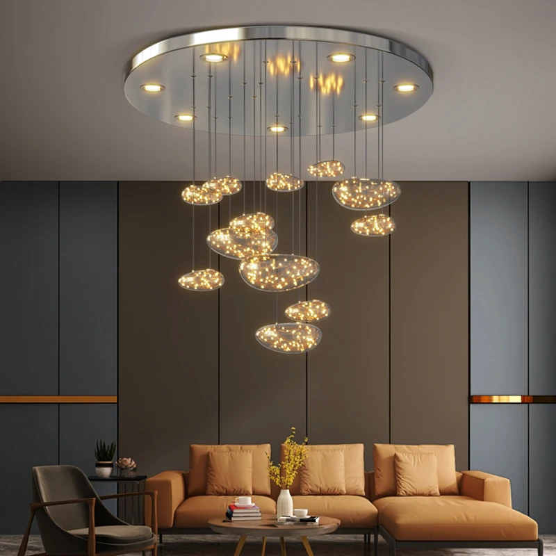 

Led Art Chandelier Pendant Lamp Light Modern Stars Glass Lighting Living Dining Room Decor Lamp Villa Stair Hanging Luminaire