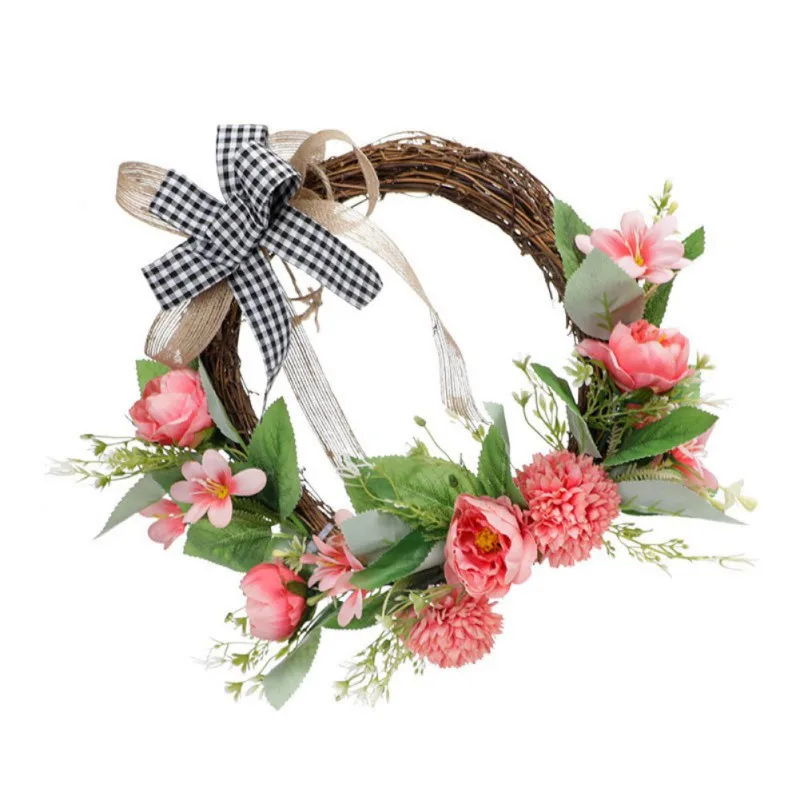 

Искусственный венок, искусственная гирлянда из ротанга, кольцо для украшения, реквизит для фотосъемки, Свадебный венок, цветок, декор для двери дома