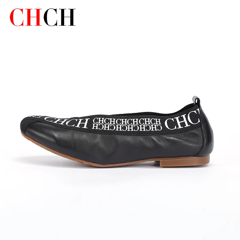 CHCH-zapatos planos clásicos para mujer, mocasines de piel auténtica sin cordones, suaves y plegables, elegantes, de trabajo, talla grande