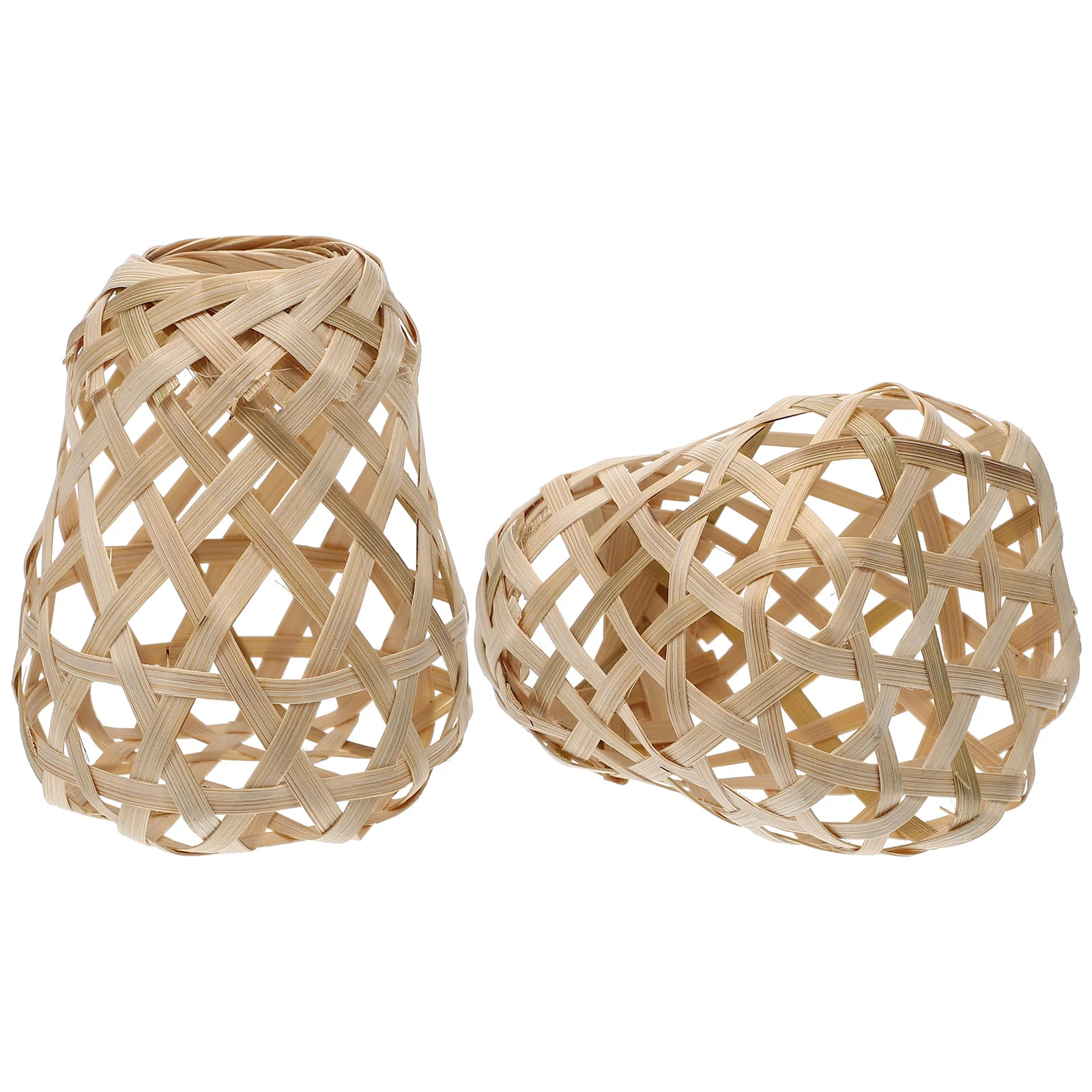 

2 Pcs Hanging Lights Indoor Lamp Shade Accessories Decorative Lampshade Bamboo Table Weaving Covers