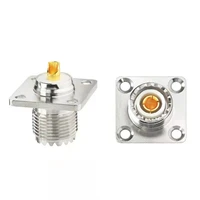 sl16 uhf so239 female jack connector solid core 4 holes flange solder for panel chassis socket mount coaxial adapter