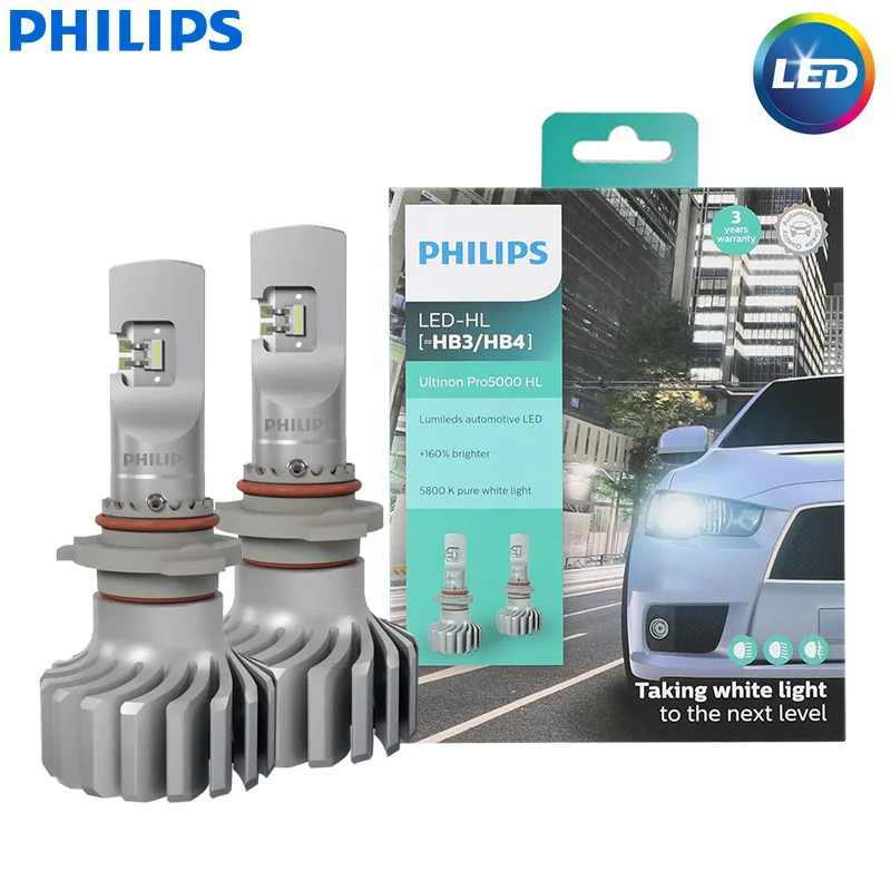

Светодиодсветодиодный автомобильные лампы Philips HB3 HB4 9005 9006 Ultinon Pro5000, светодиодные автомобильные лампы 5800K, белый + 160% ярких фар 16 Вт 11005U50CWX2, па...