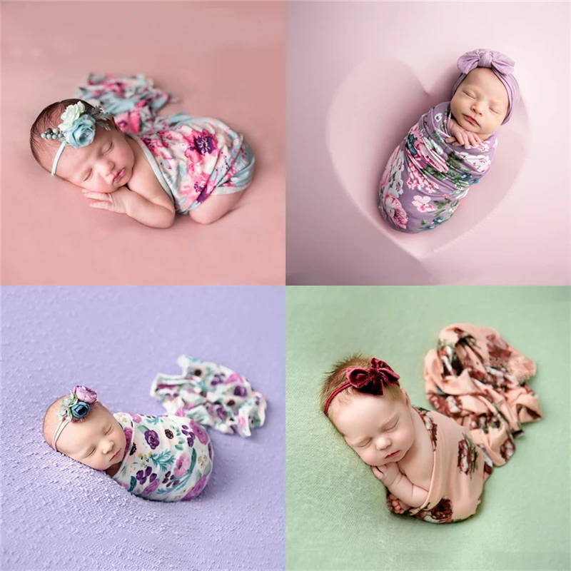 Dvotinst Newborn Baby Photography Props Strentch Floral Wraps Posing Wrap Fotografia Accessories Studio Shooting Photo Props