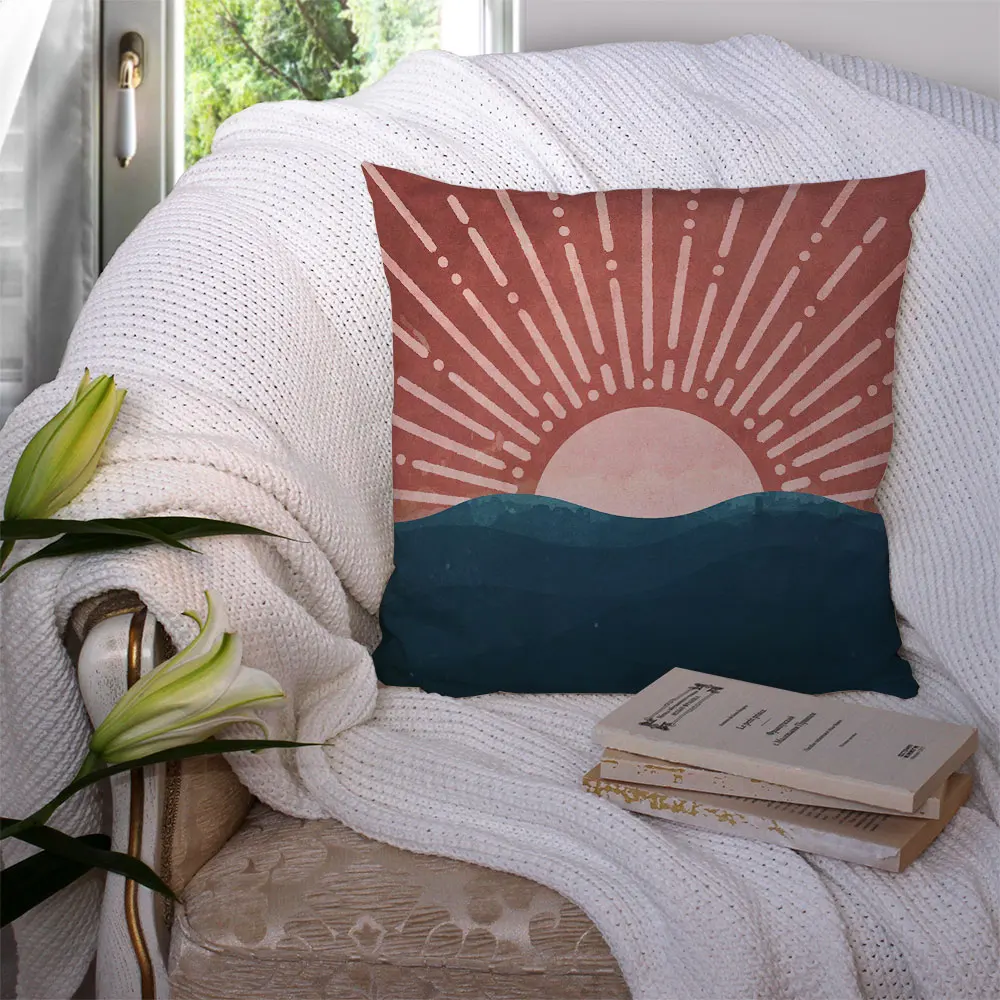 

Custom Pillowcase Morandi Sun and Moon Cartoon Cushion Cover Hotel Car Seat Home Decor Backrest Sofa Pillow Case 221217-50