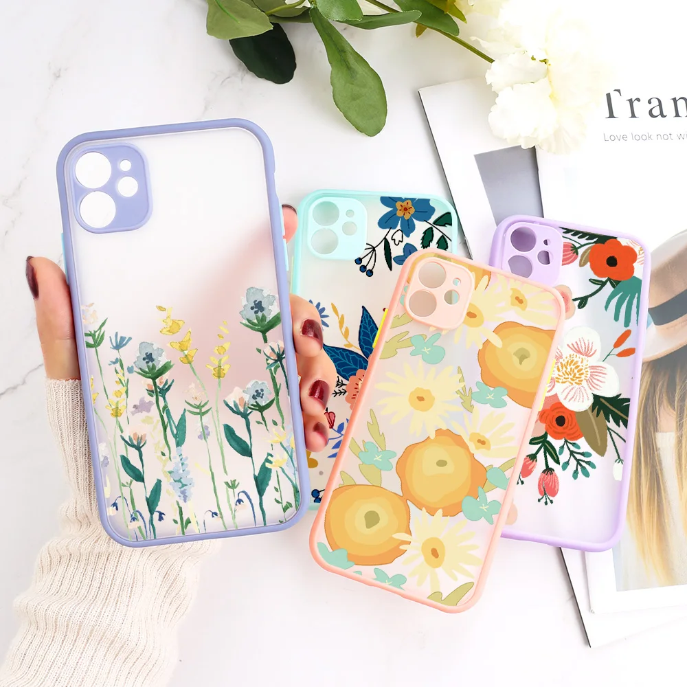 

Luxury Flower phone Case For iphone 11 Case For iphone XR 13 12 11 Pro XS Max 7 8 6S Plus X SE Mini Camera Protection Hard Cover