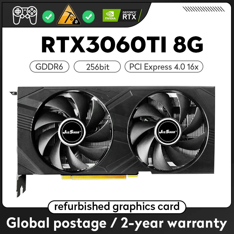 

Игровая видеокарта JIESHUO RTX 3060Ti 8 Гб GDDR6 256bit NVIDIA GPU DP * 3 PCI-E 4,0x16 rtx3060ti 8 гб поддержка настольной видеокарты