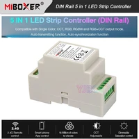 din rail 5 in 1 led strip controller ls2s miboxer 12v 24v single colorcctrgbrgbwrgbcct lamp tape dimmer 2 4g remote control