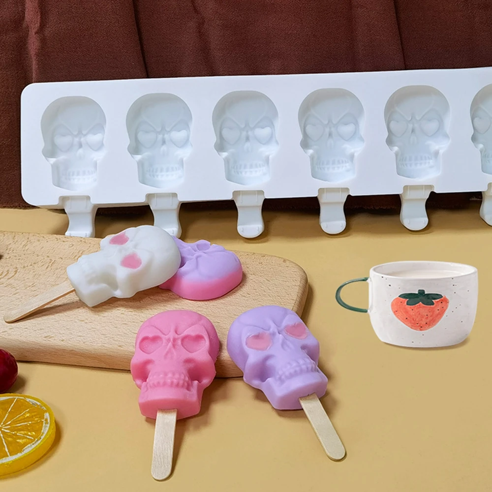 

DIY Handmade 6 Skull Shaped Silicone Molds Tricky Fondant Cake Mold Sugar Craft Chocolate Moulds Tools Cake Decor