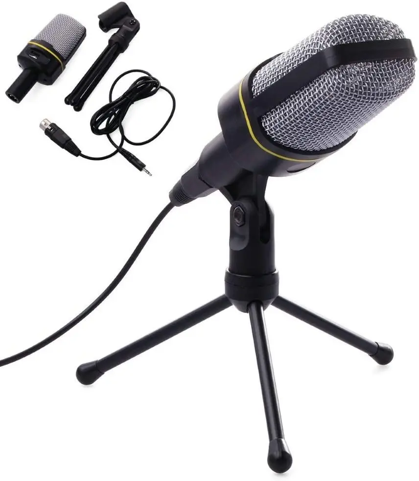 

Ajustável Fantástico Microfone Condensador de 3,5 mm com Suporte de Tripé Ajustável para Gravação de Áudio Profissional.