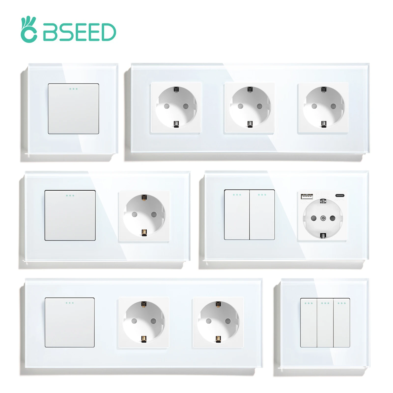 

Настенный кнопочный переключатель BSEED европейского стандарта, 1/2/3 клавиши, 1 канал, настенная розетка, стеклянная рамка, механические переключатели, улучшение дома