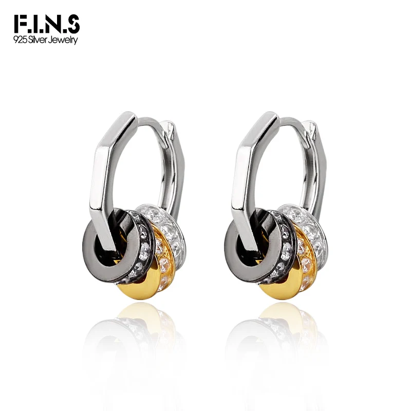 Женские серьги-кольца из серебра 925 пробы с фианитом