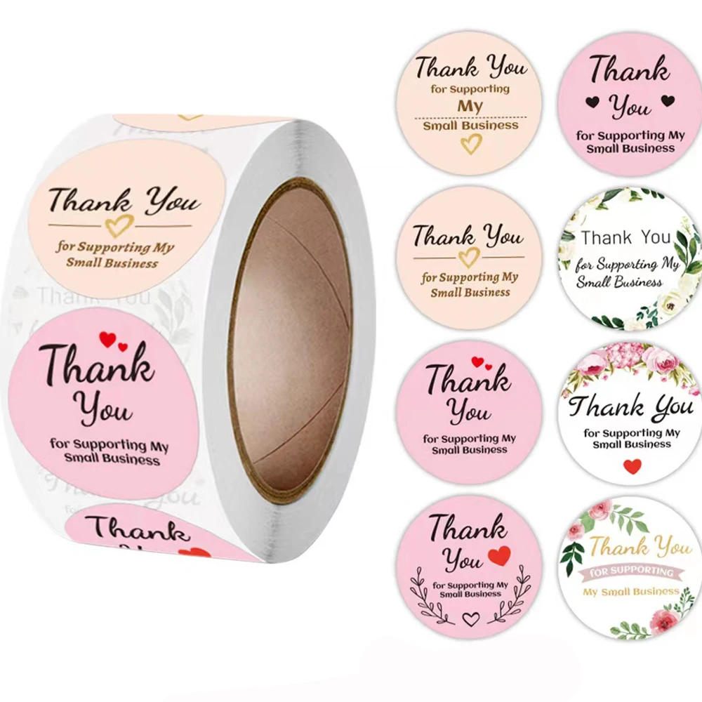 

100-500pcs Round Thank You Stickers for Envelope Seal Labels Gift Packaging decor Birthday Party Scrapbooking Stationery Sticker