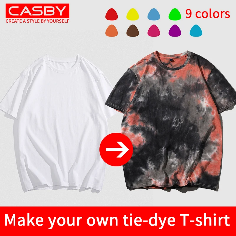 

DIY Tie-dye short sleeve t-shirt Hip-hop loose Harajuku style short-sleeved couple T-shirt Gradient printed T-shirt top