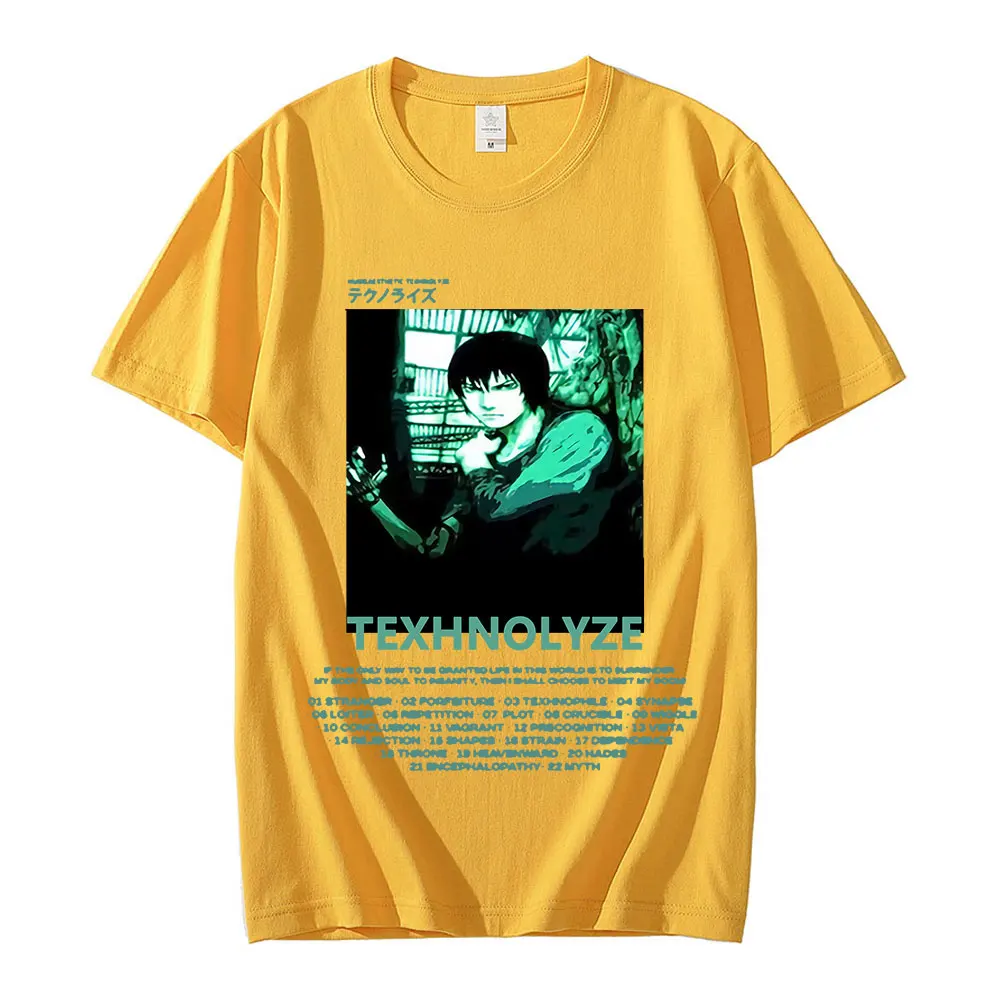 

Футболка с принтом манга Texhnolyze серийные эксперименты лаин аниме научная фантастика повседневные футболки с коротким рукавом мужская женск...