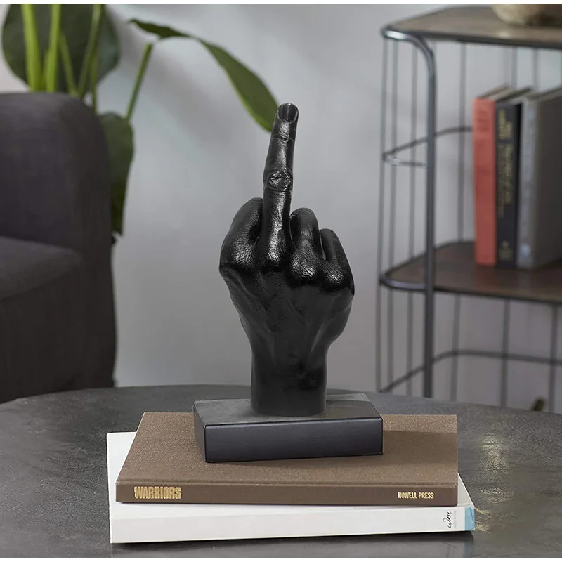 

Middle Finger Statue Ornament Home Decoration Accessories Resin Craft Personalized Desktop Figurines Living Room Office Bedroom