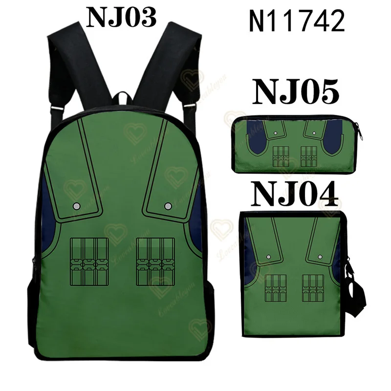 

Naruto Backpack Hatake Kakashi Boys Large Capacity Books Bag Student Pencilcase for Teenagers Shoulder Bag Back To School